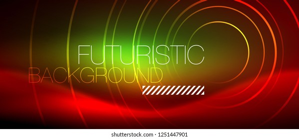 Líneas tecno brillantes neón, plantilla de fondo abstracto de alta tecnología futurista con formas cuadradas, vector