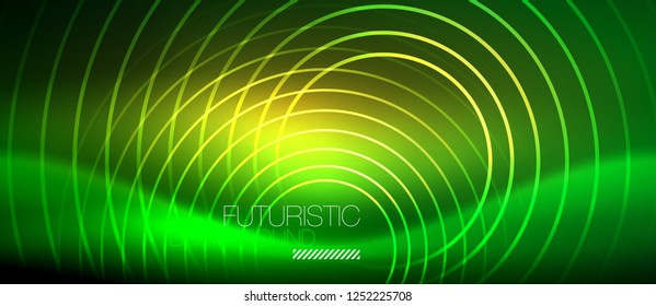 Líneas tecno brillantes neón, plantilla de fondo abstracto de alta tecnología futurista con formas cuadradas, vector