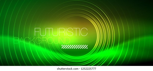 Neon glowing techno lines, hi-tech futuristic abstract background template with square shapes, vector