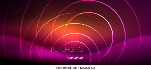Neon glowing techno lines, hi-tech futuristic abstract background template with square shapes, vector