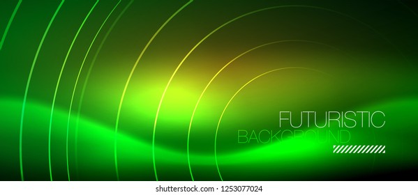 Neon glowing techno lines, hi-tech futuristic abstract background template with square shapes, vector