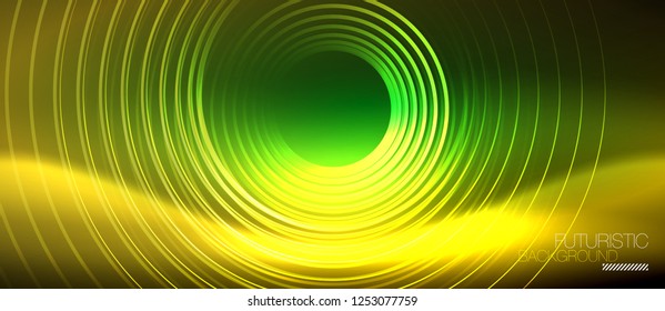 Neon glowing techno lines, hi-tech futuristic abstract background template with square shapes, vector
