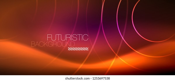 Neonleuchtende Techno-Linien, futuristisch abstrakte High-Tech-Hintergrundvorlage mit quadratischen Formen, Vektorgrafik