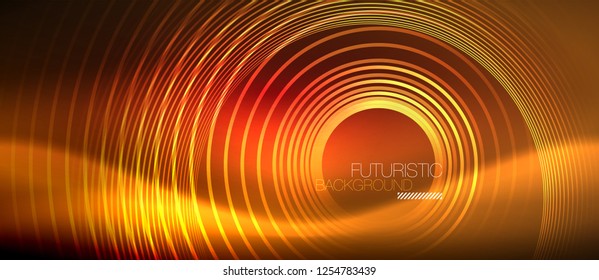 Líneas tecno brillantes neón, plantilla de fondo abstracto de alta tecnología futurista con formas cuadradas, vector