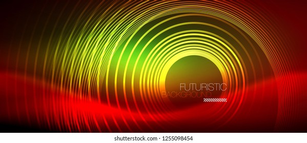 Neon glowing techno lines, hi-tech futuristic abstract background template with square shapes, vector