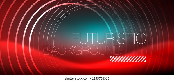 Neon glowing techno lines, hi-tech futuristic abstract background template with square shapes, vector
