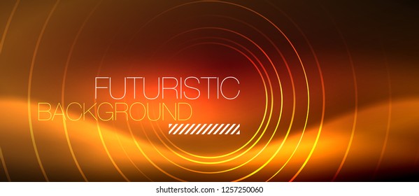 Neon glowing techno lines, hi-tech futuristic abstract background template with square shapes, vector