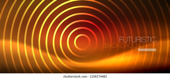 Neon glowing techno lines, hi-tech futuristic abstract background template with square shapes, vector