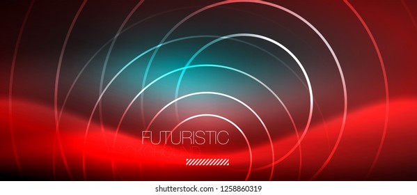 Neon glowing techno lines, hi-tech futuristic abstract background template with square shapes, vector