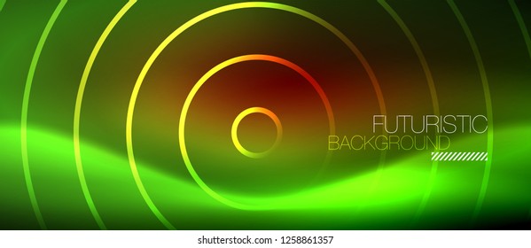 Neon glowing techno lines, hi-tech futuristic abstract background template with square shapes, vector