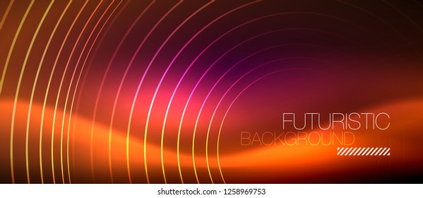 Neonleuchtende Techno-Linien, futuristisch abstrakte High-Tech-Hintergrundvorlage mit quadratischen Formen, Vektorgrafik