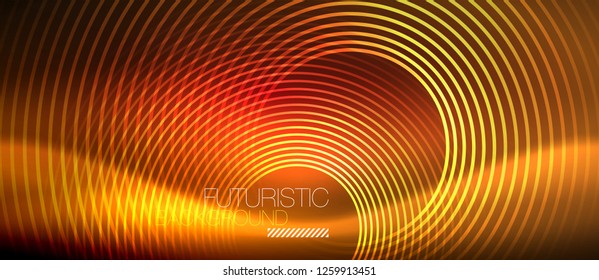 Neon glowing techno lines, hi-tech futuristic abstract background template with square shapes, vector