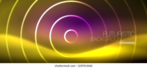 Neonleuchtende Techno-Linien, futuristisch abstrakte High-Tech-Hintergrundvorlage mit quadratischen Formen, Vektorgrafik