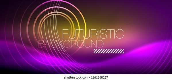 Líneas tecno brillantes neón, plantilla de fondo abstracto de alta tecnología futurista con formas cuadradas, vector