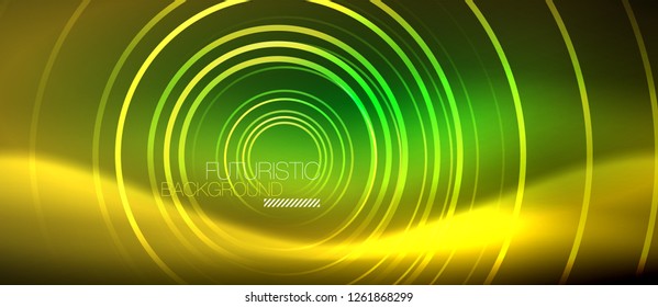 Neon glowing techno lines, hi-tech futuristic abstract background template with square shapes, vector