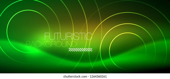 Neonleuchtende Techno-Linien, futuristisch abstrakte High-Tech-Hintergrundvorlage mit quadratischen Formen, Vektorgrafik