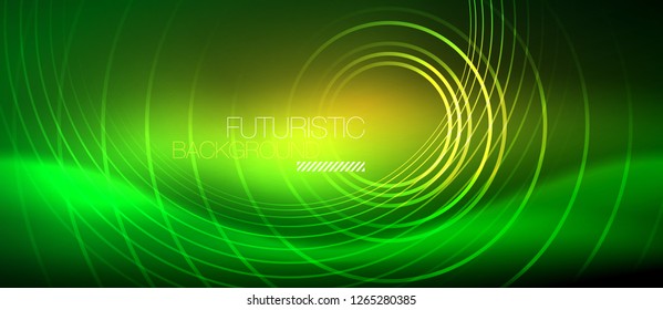 Neon glowing techno lines, hi-tech futuristic abstract background template with square shapes, vector