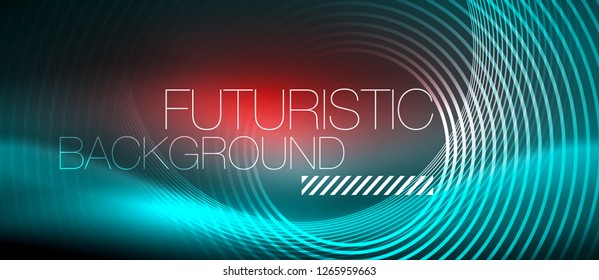 Neon glowing techno lines, hi-tech futuristic abstract background template with square shapes, vector