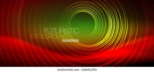 Neon glowing techno lines, hi-tech futuristic abstract background template with square shapes, vector