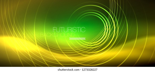 Líneas tecno brillantes neón, plantilla de fondo abstracto de alta tecnología futurista con formas cuadradas, vector