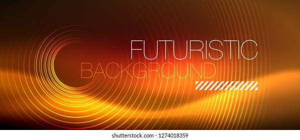 Neon glowing techno lines, hi-tech futuristic abstract background template with square shapes, vector