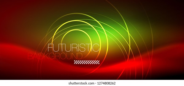 Neonleuchtende Techno-Linien, futuristisch abstrakte High-Tech-Hintergrundvorlage mit quadratischen Formen, Vektorgrafik