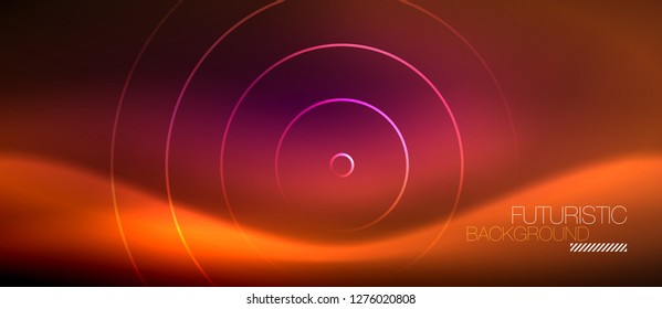 Neon glowing techno lines, hi-tech futuristic abstract background template with square shapes, vector