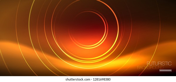 Neon glowing techno lines, hi-tech futuristic abstract background template with square shapes, vector