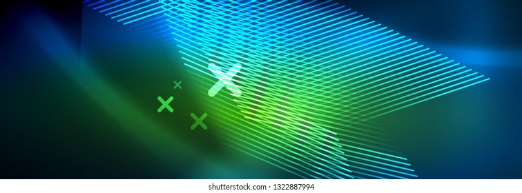 Neon leuchtende Techno-Linien, High-Tech-futuristische abstrakte Hintergrundvorlage mit Linien. Vektorgrafik