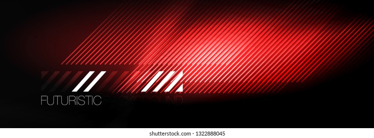 Neon glowing techno lines, hi-tech futuristic abstract background template with lines. Vector illustration