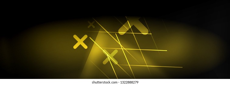 Neon glowing techno lines, hi-tech futuristic abstract background template with lines. Vector illustration