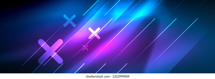 Neon leuchtende Techno-Linien, High-Tech-futuristische abstrakte Hintergrundvorlage mit Linien. Vektorgrafik