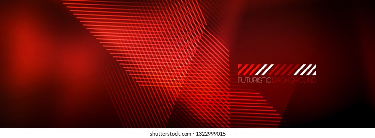 Neon glowing techno lines, hi-tech futuristic abstract background template with lines. Vector illustration