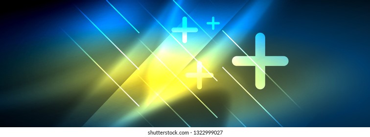 Líneas tecno brillantes neón, plantilla de fondo abstracto de alta tecnología futurista con líneas. Ilustración del vector