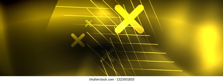 Neon glowing techno lines, hi-tech futuristic abstract background template with lines. Vector illustration