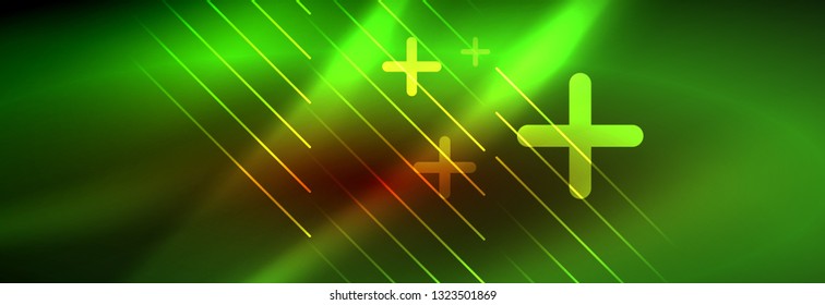 Neon glowing techno lines, hi-tech futuristic abstract background template with lines. Vector illustration
