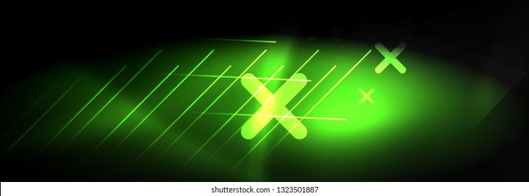 Neon glowing techno lines, hi-tech futuristic abstract background template with lines. Vector illustration