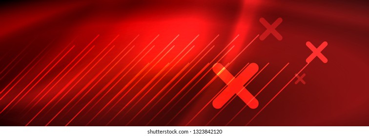 Neon glowing techno lines, hi-tech futuristic abstract background template with lines. Vector illustration