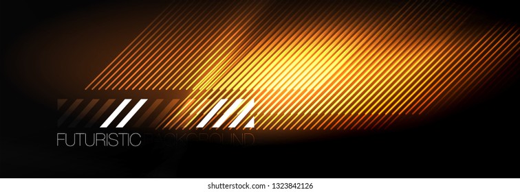 Neon glowing techno lines, hi-tech futuristic abstract background template with lines. Vector illustration