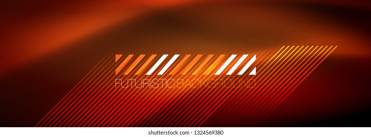 Neon linhas de tecno brilhantes, modelo de fundo abstrato futurista de alta tecnologia com linhas. Ilustração vetorial