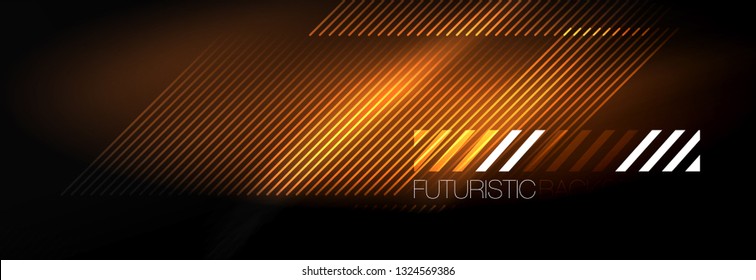 Neon glowing techno lines, hi-tech futuristic abstract background template with lines. Vector illustration