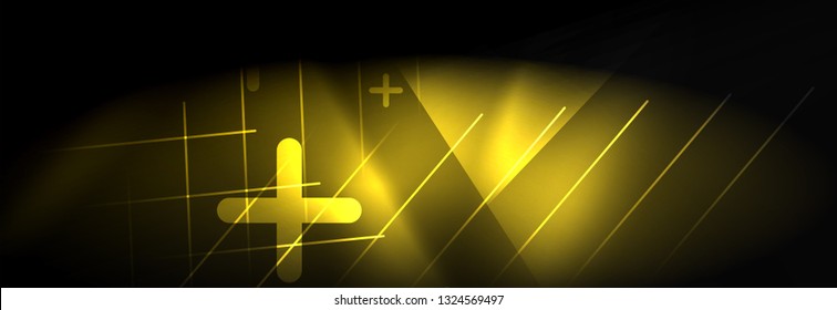 Líneas tecno brillantes neón, plantilla de fondo abstracto de alta tecnología futurista con líneas. Ilustración del vector