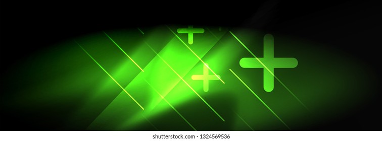 Neon glowing techno lines, hi-tech futuristic abstract background template with lines. Vector illustration