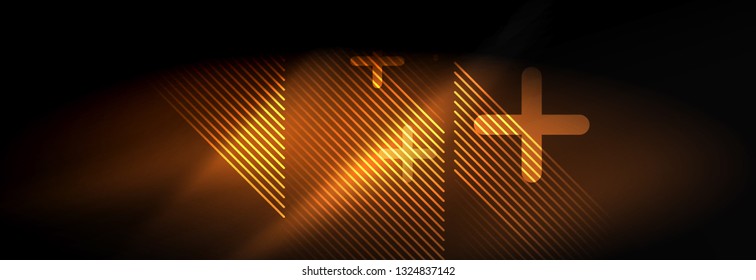 Neon glowing techno lines, hi-tech futuristic abstract background template with lines. Vector illustration