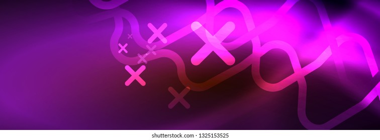 Neon glowing techno lines, hi-tech futuristic abstract background template with square shapes