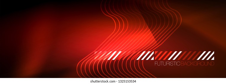 Neon glowing techno lines, hi-tech futuristic abstract background template with square shapes