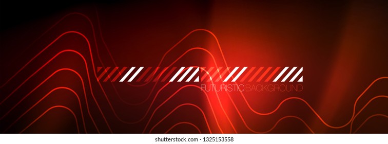 Líneas tecno brillantes de neón, plantilla de fondo abstracto de alta tecnología futurista con formas cuadradas