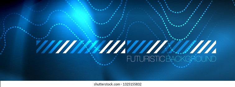 Líneas tecno brillantes de neón, plantilla de fondo abstracto de alta tecnología futurista con formas cuadradas