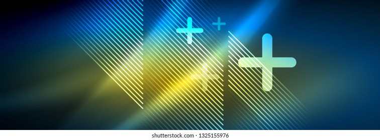 Neon glowing techno lines, hi-tech futuristic abstract background template with lines. Vector illustration