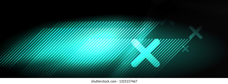 Neon glowing techno lines, hi-tech futuristic abstract background template with lines. Vector illustration